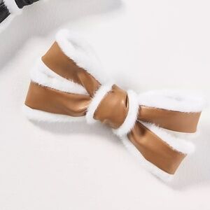 NWT Anthropologie Tan Faux Leather Bow Barrette
